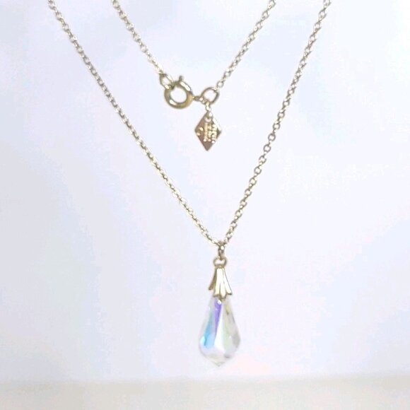 Vintage Sarah Coventry Gold Tone Teardrop Pendant Necklace 19 inches long - Picture 8 of 14